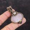 Кулон из розового кварца, медная проволока, кулон, лунный камень, драгоценный камень, кулон, ювелирные изделия из проволоки для подарка, уникальные медные украшения, кулон ручной работы