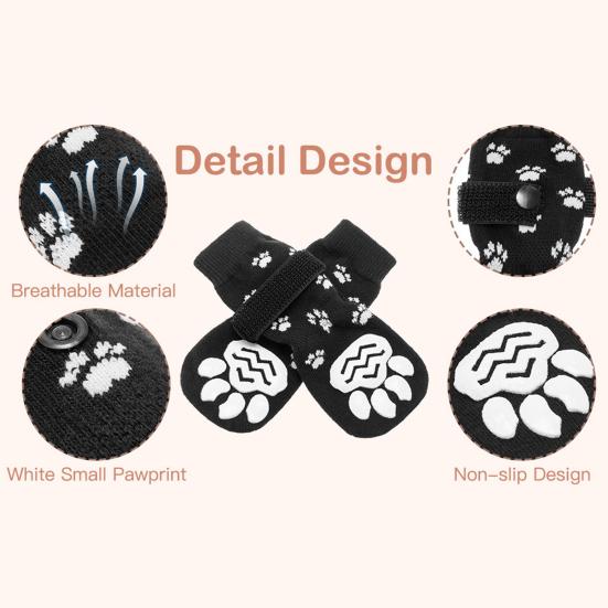 4 шт. носки для собак супер мягкие с застежкой-лентой нескользящие дышащие удобные в носке декоративные хлопковые