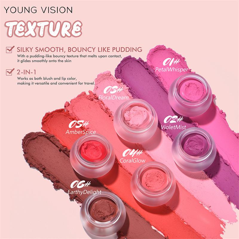 6-color Mousse Blush Nude Natural Delicate Color Long-lasting Matte Velvet Rouge Waterproof Face Beauty