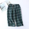 2025 Summer Couple 100% Cotton Crepe Cloth Shorts Multicolor Large Size Loose Plaid Home Pants Cropped Pants Ladies Bottoms