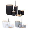 6 Pieces Bamboo Bathroom Accessories Set Bathroom Essential Set Toothbrush Holder Soap Dispenser