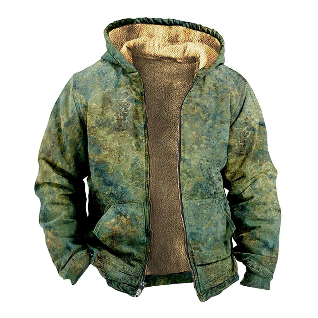 Мужской индивидуальный повседневный свитер на молнии с длинным рукавом и принтом, толстый хлопковый костюм, зимний костюм