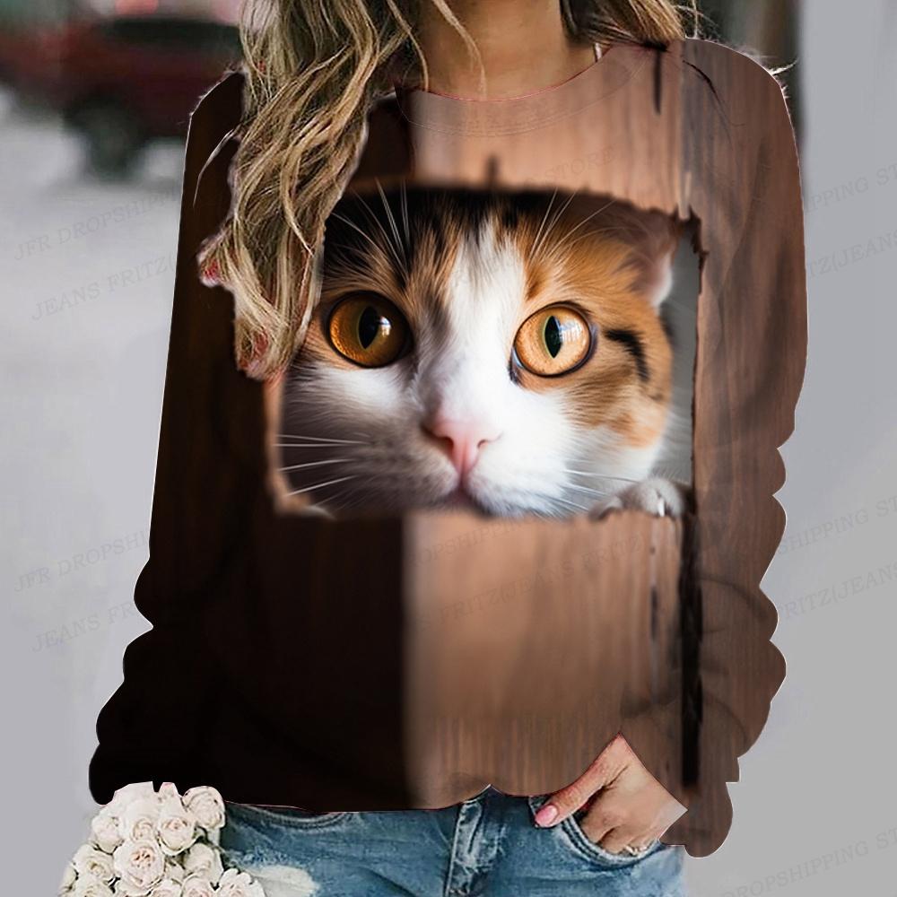 Толстовка с забавным принтом кота, женские модные толстовки, спортивная одежда, толстовки, пальто с животными, женские спортивные костюмы Kawaii, женская одежда