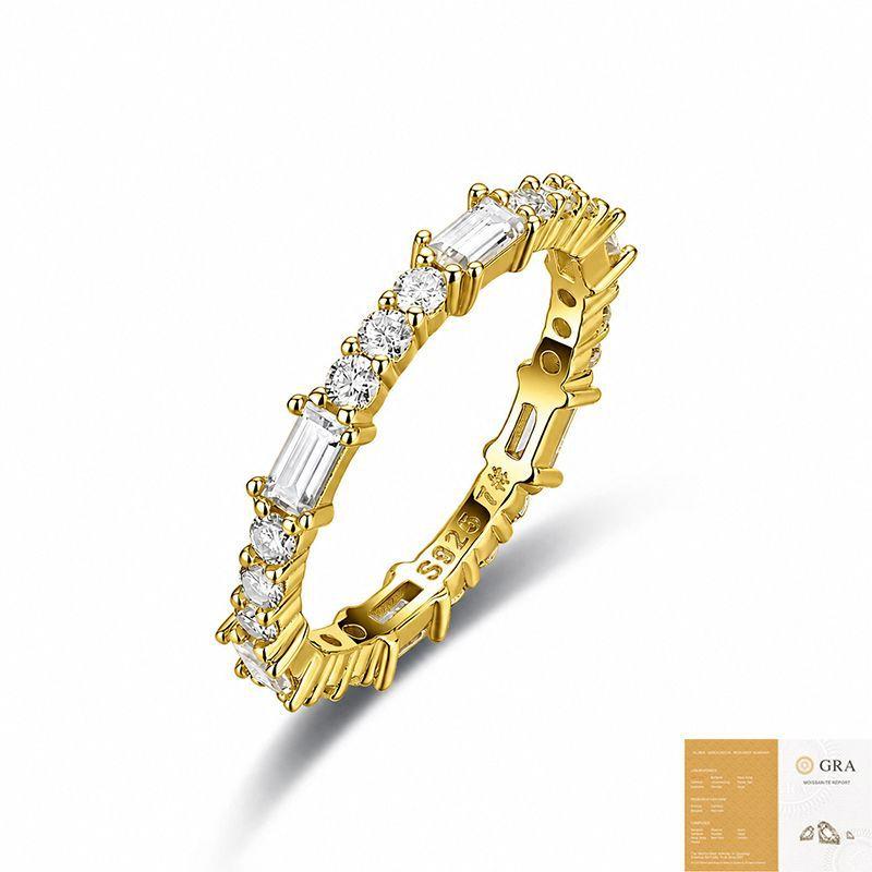 Moissanite Eternity Ring 925 Sterling Silver Round Emerald Cut VVS1 D Color 2mm 2x4mm US 5-9 Jewelry