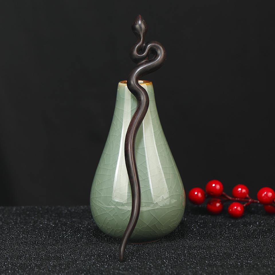 Винтажная заколка для волос из черного дерева в виде животного - классический стиль для головного убора «Чонсам» и «Гудок»