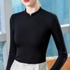 Red Threaded Modal Base Shirt for Women In Spring and Autumn, New Slim and Slim Stand-up Collar Long-sleeved T-shirt