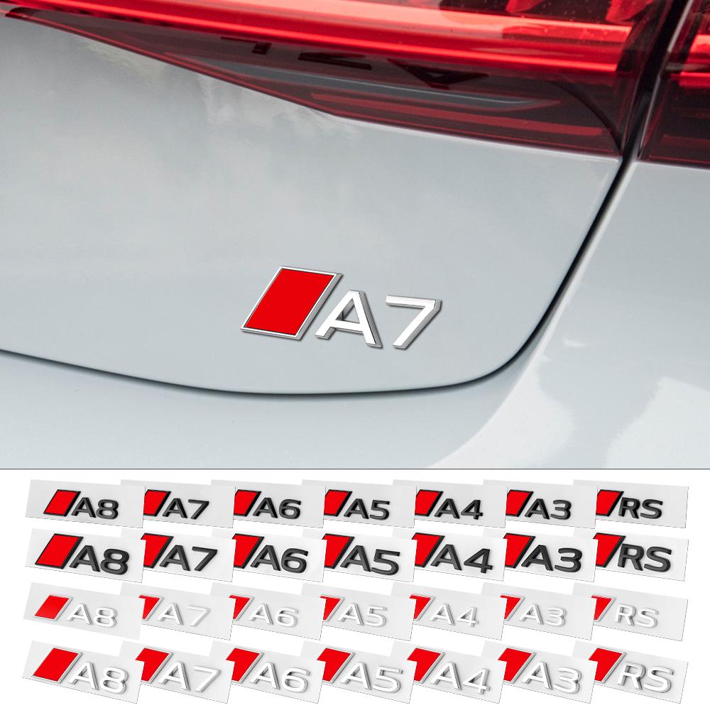 1PC 3D Aluminum Letters Emblem Car Trunk Rear Logo Sticker Decoration For AUDI RS A3 A4 A5 A6 A7 A8 Badge Auto Refit Accessories