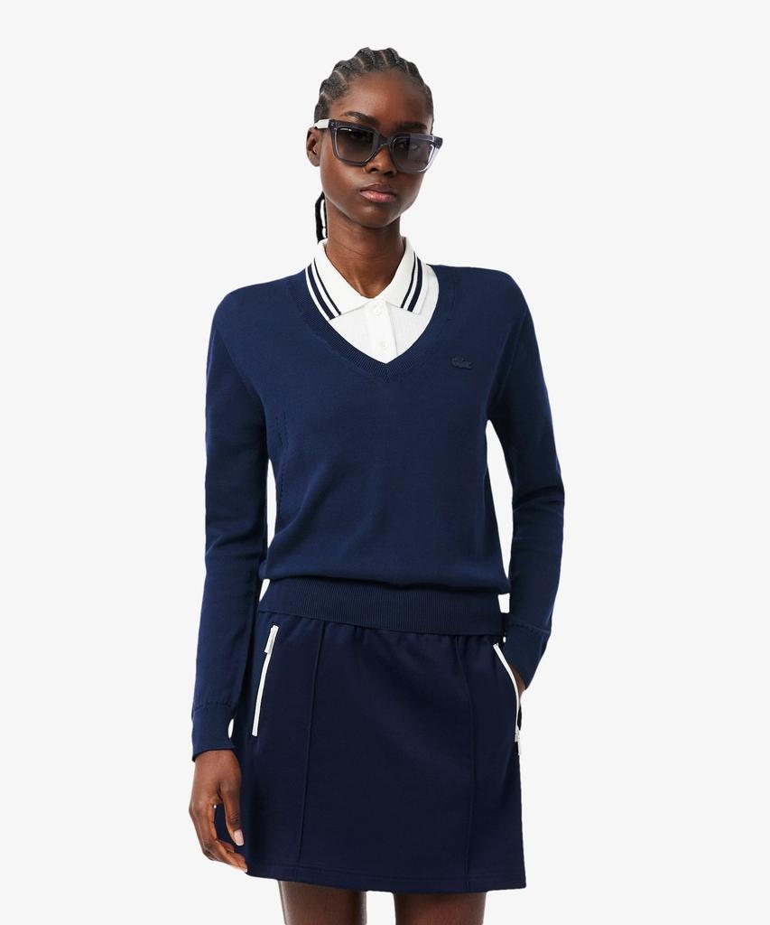 LACOSTE Women'S Light Cotton V-Neck Sweater Af3964-56G 166