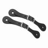 1 Pair Horse Riding Accessories Handmade Genuine Leather Equestrian Spur Strap (Black)