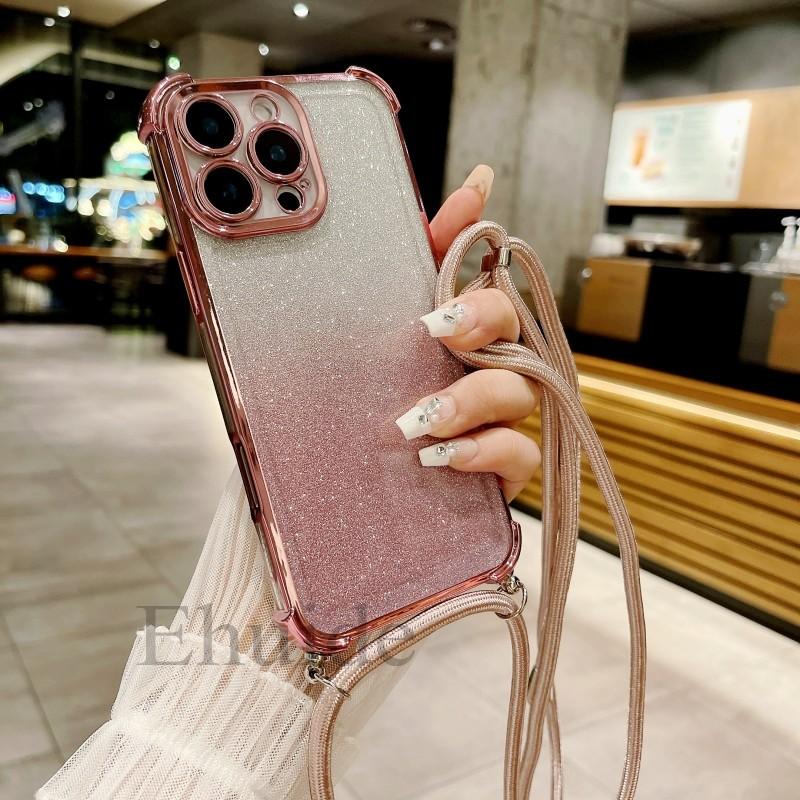 Ремешок-шнурок через плечо Силиконовый чехол для телефона Для Samsung Galaxy S26 S25 S24 Ultra S23 FE A16 A55 Конфетный цвет Мягкая задняя крышка из ТПУ
