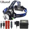 Super Bright LED Headlamp T6 Zoomable Headlight USB Rechargeable 6000lm Head Flashlight Torch Lamp Light Lantern