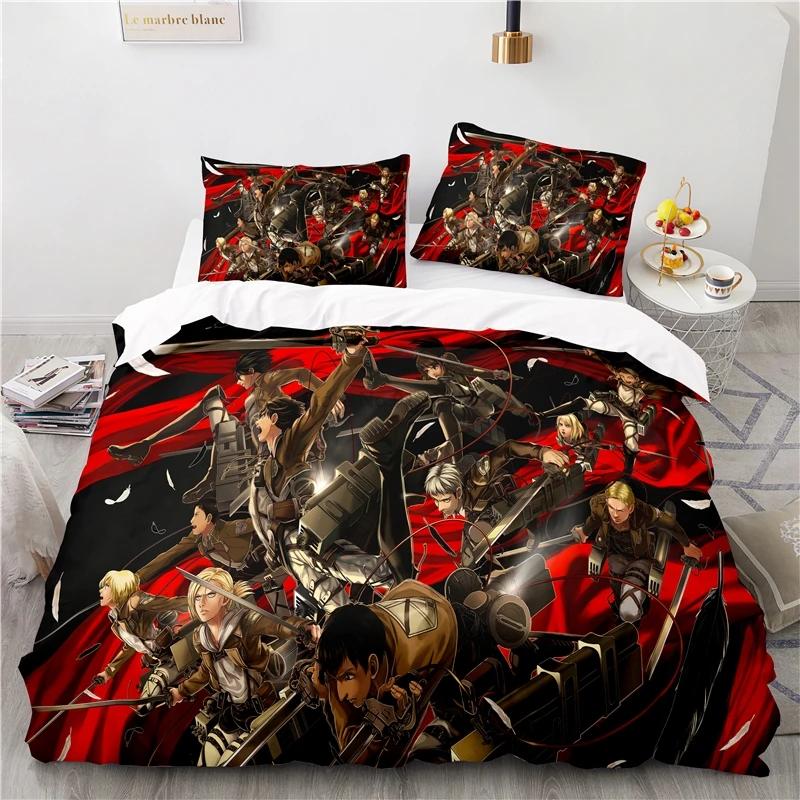 Japan Attack On Titan 3d Duvet Cover Sets Printed Bedding Set Pillowcase Twin Full Queen King Size Linen Bedclothes Dropshipping