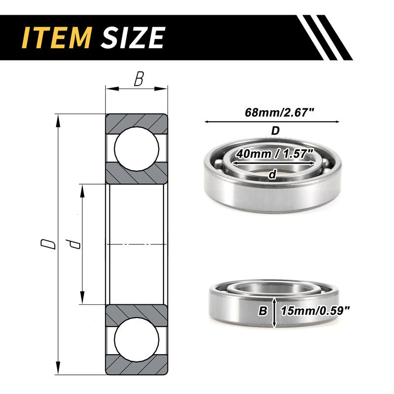 Motoforti Universal Deep Groove Ball Bearings Scooter Skateboard Wheel 40x68x15mm Lubricated Bearings Open Type