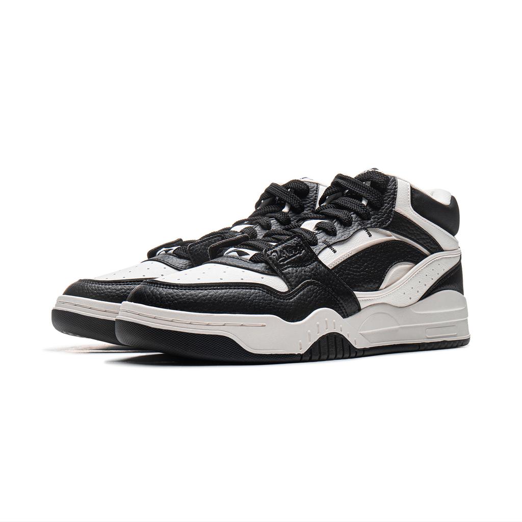 New LINING Moonlight White HI Skateboard Shoes Men's Mid Top Black White AGCU347-5