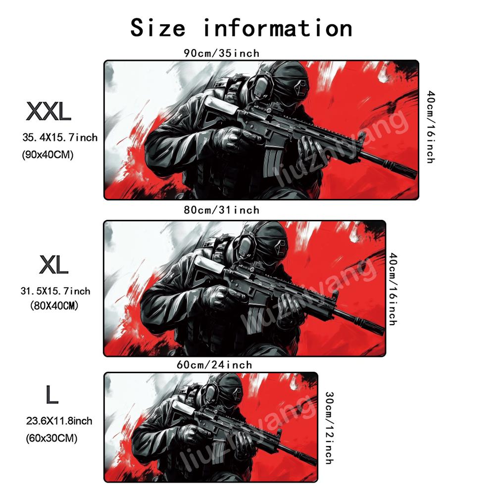 Soldier Mouse Pad Large Computer Office Game Table Mat Xxl Rubber AntiSlip Stitched Edge Keyboard Mats Washable Desk Pads