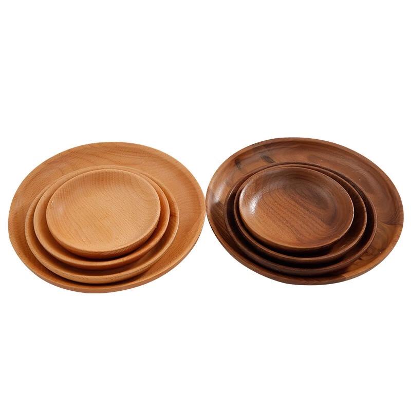Huabeishi Solid Black Walnut Round Serving Tray