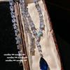 Шри-Ланка Синий Гепард Драгоценный Камень Ожерелье Винтажное Покрытие 18K Золото, Королевский Синий Капля Цирконий Y-образное Ожерелье