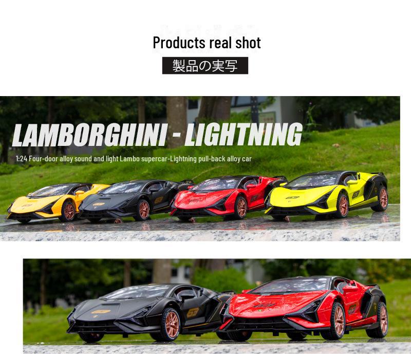 Модель автомобиля Lamborghini из легкого сплава Black Mamba в масштабе 1/24 с инерционным механизмом, звуком, светом и функцией верхней двери.