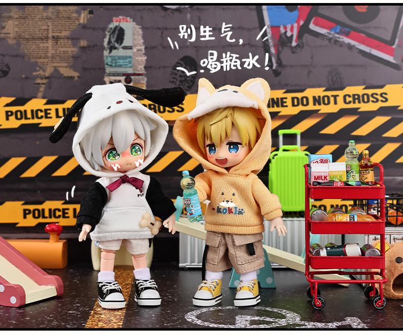 OB11 Doll Clothes Cute Cartoon Puppy Sweatshirt Hooded Jacket for Molly, YMY Body, UFDOLL, GSC, 1/12bjd Toy Accessories