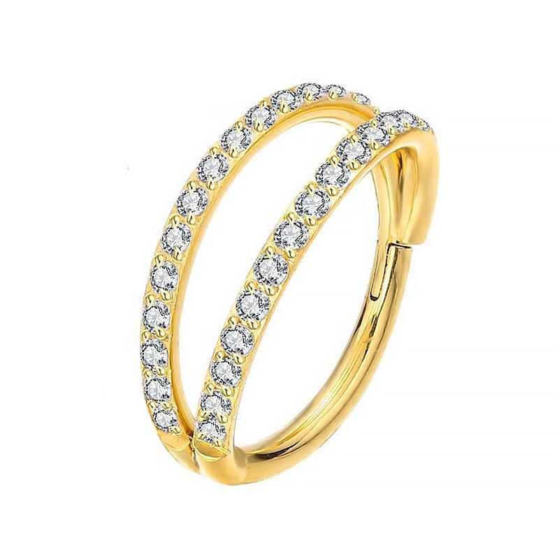 Пирсинг из нержавеющей стали, кольца-сегменты на петлях, кольца для носа с камнями CZ, серьги для пирсинга хряща уха, трагуса, хеликса, украшения для тела