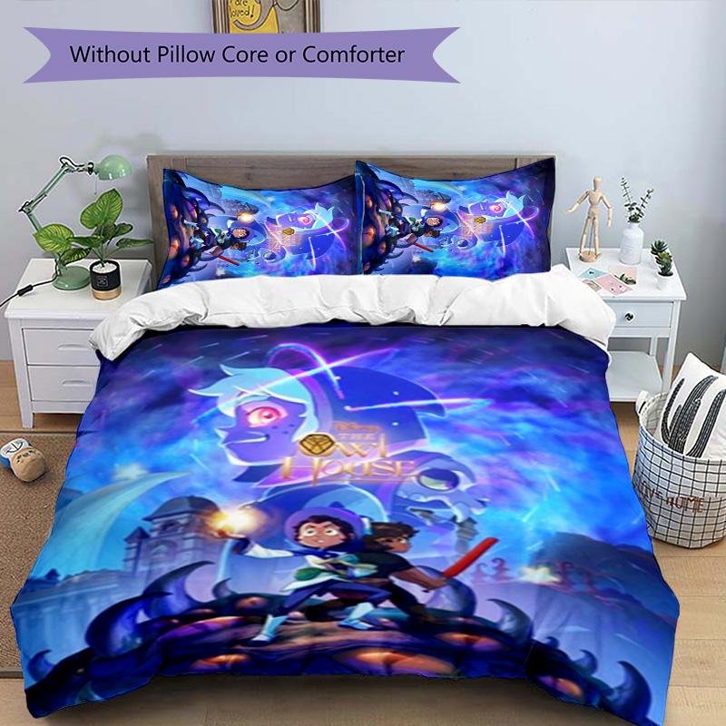 3pcs The Owl House pattern bedding set duvet cover set includes duvet cover &pillowcases,perfect all season bedroom decoration&gift