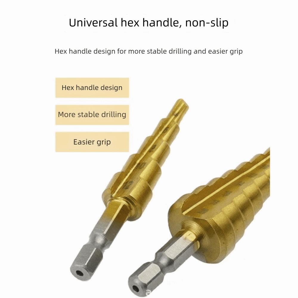 3Pcs Heavy Duty Step Drill Bit Set High Speed Step Drill Bit Hole Drill Bits Wood Drilling