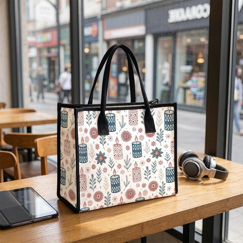 Bohemian Candle Print Tote Bag Casual Large Capacity Daily Handbag