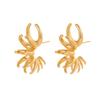 GEMCHIC Women's Geometric Irregular Wing Design Gold Plated Stainless Steel Stud Earrings Fashion Statement Jewelry