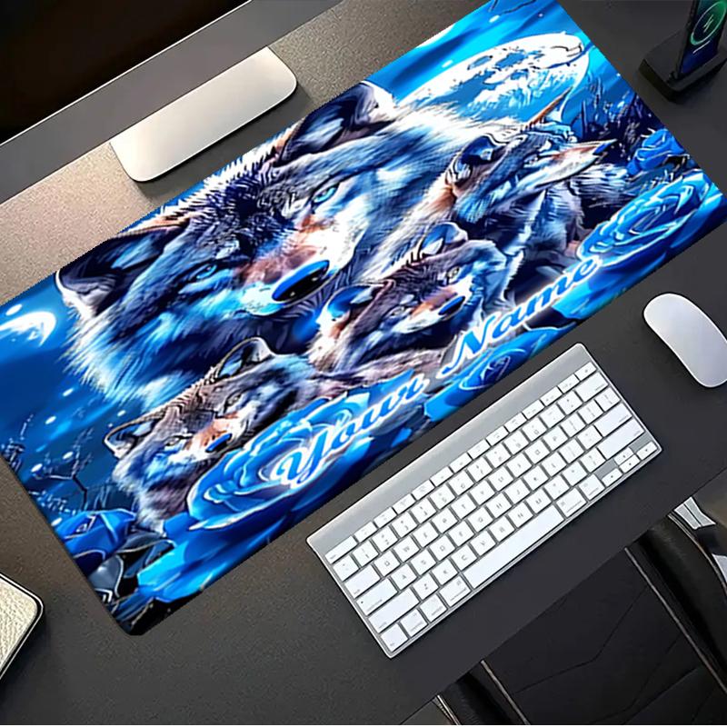 1PC Custom Name Wolf Family Moon Night Mouse pad, keyboard and mouse desk pad, for computer notebook Birthday Gift For Any Room Or Office
