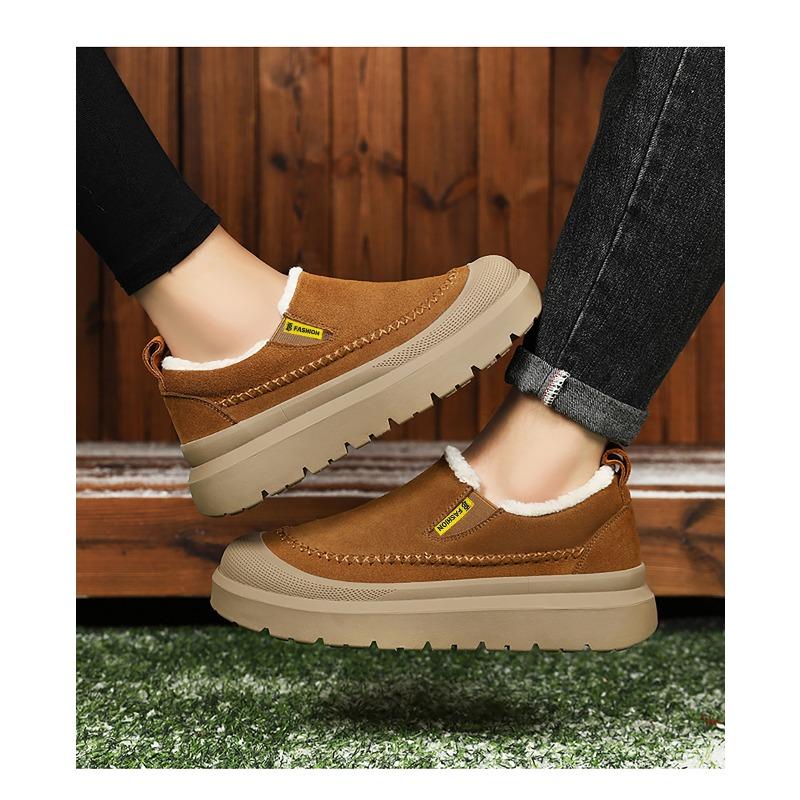 Хлопковая обувь с флисом, Мужская обувь, Теплые ботинки на толстой подошве, Однофутовые зимние ботинки, Универсальные хлопковые ботинки