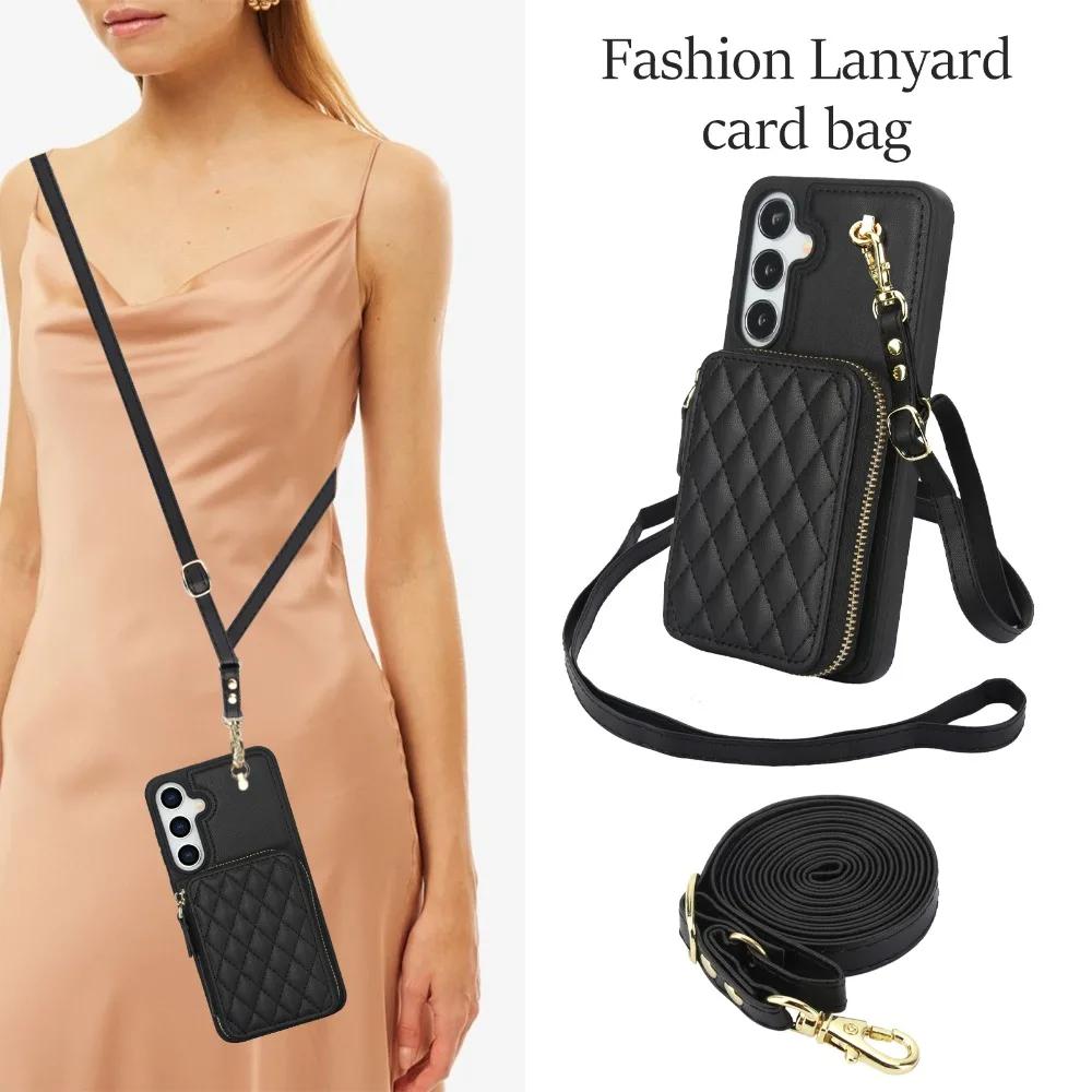 Чехол-кошелек с ремешком на запястье для Samsung Galaxy S25 Ultra S24 FE S23 S22 Plus A14 A54 A15 A35 A55 с чехлом-кошельком и держателем для карт