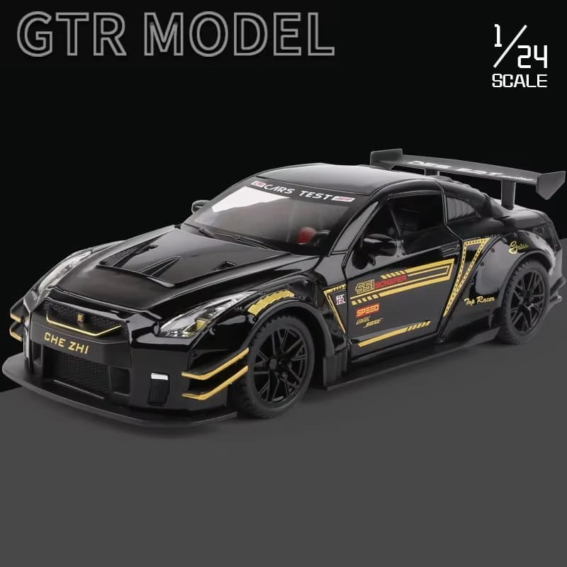 1:24 Skyline Ares Nissan GTR R34 R35 Модель легкосплавного спортивного автомобиля Литая металлическая гоночная модель автомобиля Моделирование Звук и свет Детский подарок