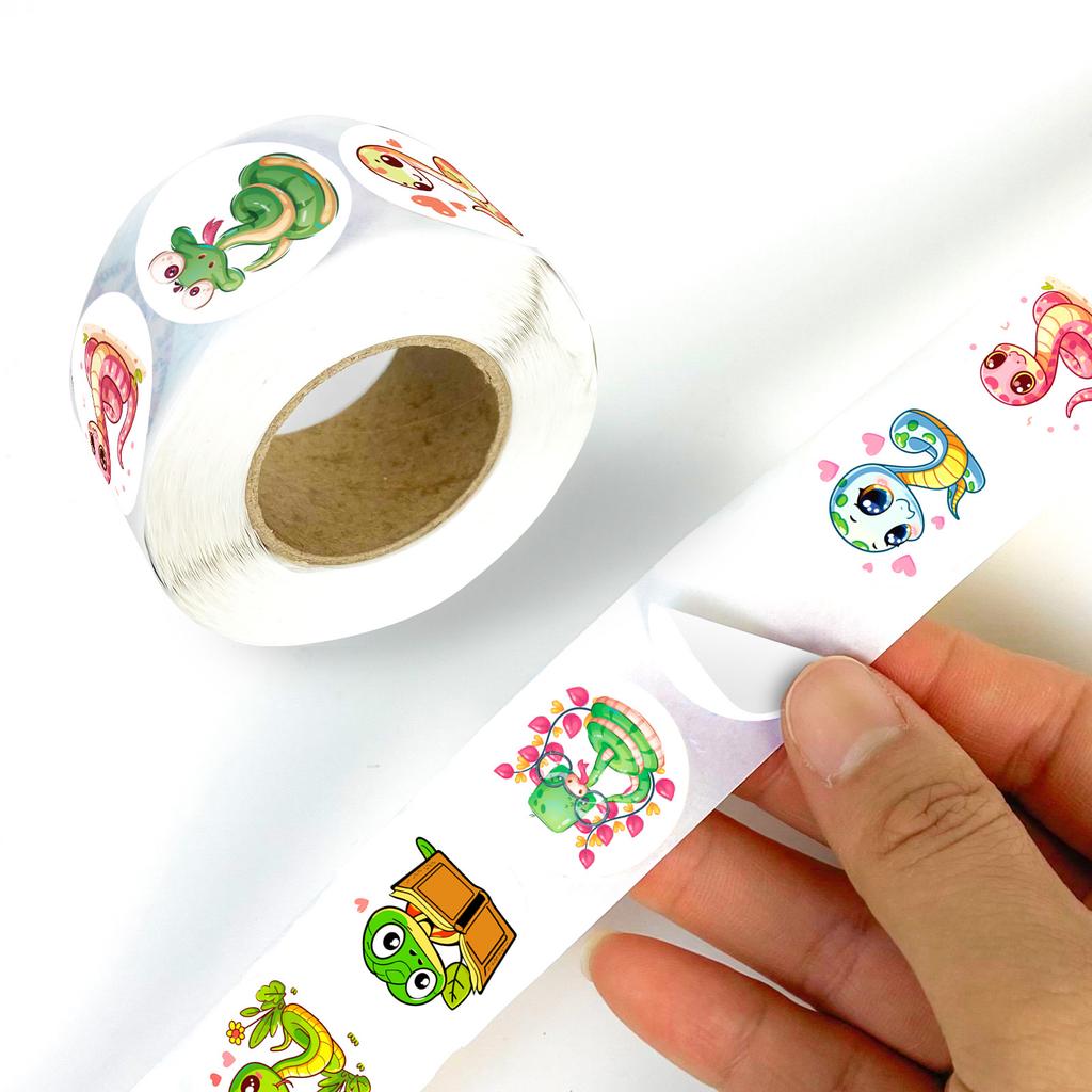 5500 Sheets/roll Cartoon Snake Cute Style Laptop Car Stickers Hand Curtain Decoration Sealing Stickers