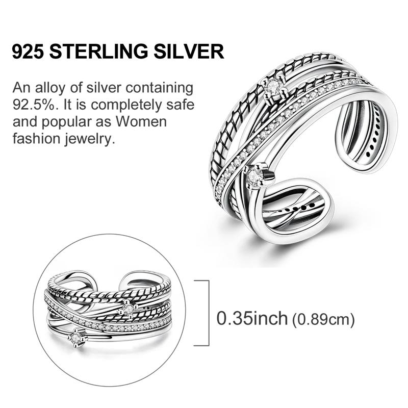 Original 925 Silver Shine Zircon Wedding Ring Simple Ring for Women Love Fashion Stackable Rings Popular Anniversary Jewelry