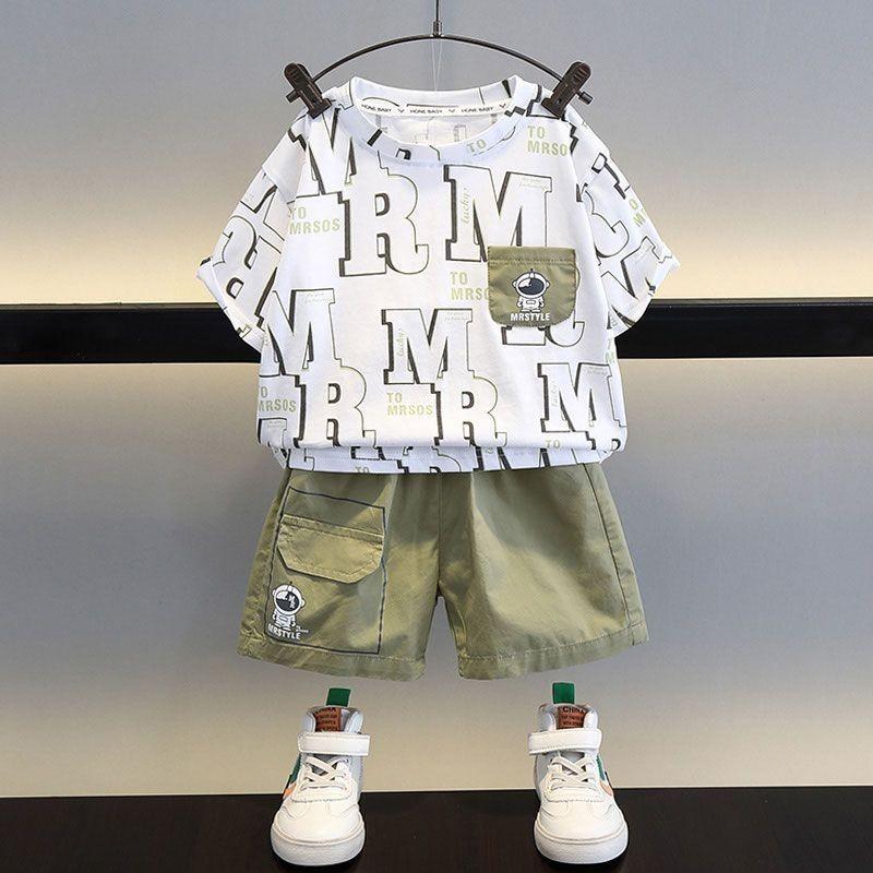 Stylish Boys Summer Short Sleeve Set 2024 Trendy Casual Lightweight Cotton Outfit