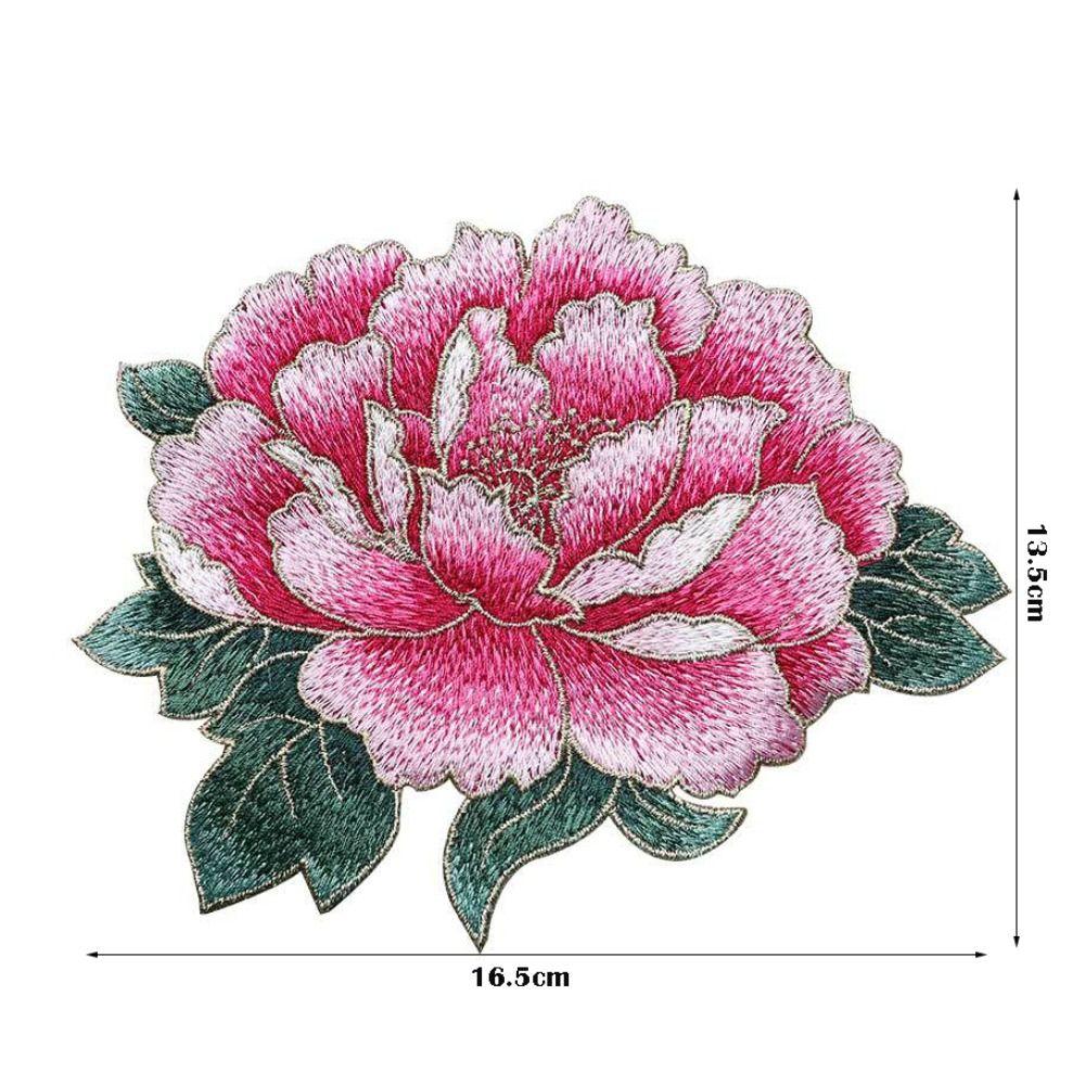 Chinese Style Peony Embroidery Patch Handmade Glue-free Applique Sew On Big Size Decorative Applique for Cheongsam Dress DIY