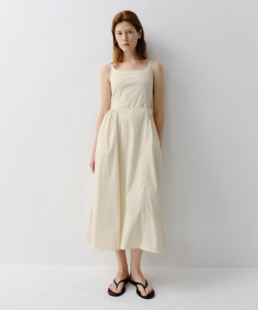 Ia Side Shirring Sleeveless Dress (Yellow)