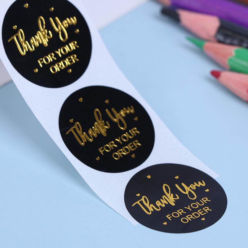 500 шт. Розовый Черный Ручная работа С Для Вашего Заказа Наклейка Сердце Спасибо Наклейка