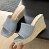 Fashion Eilyken Summer Open Toe Slippers Women  Fashion Solid Platform Wedges Rattan Weave High Heels Concise Shoes