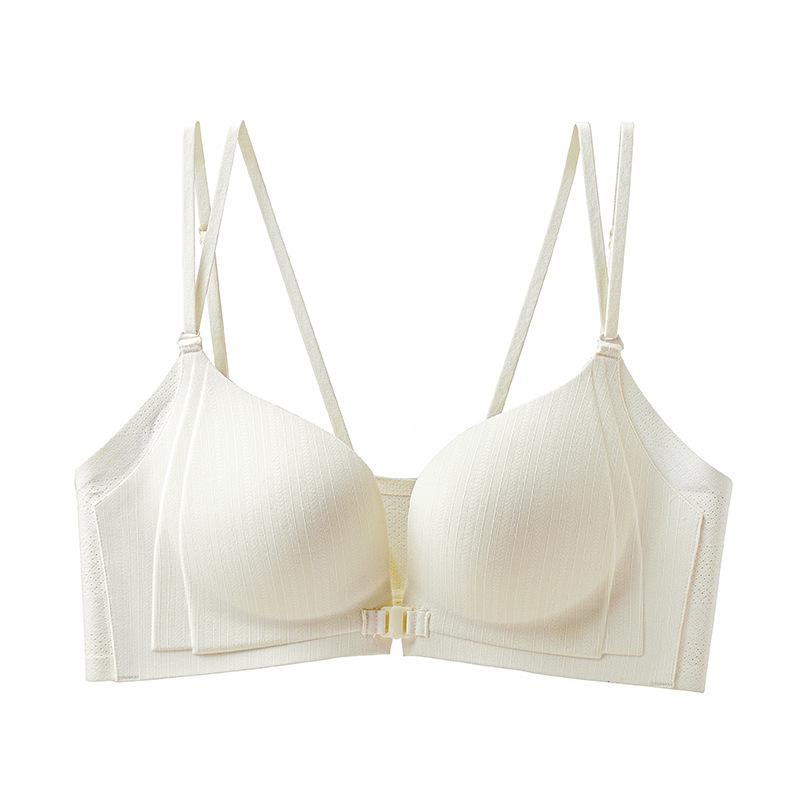 Adjustable female anti-sagging front buckle seamless cup bra cover sexy thin shoulder straps cross beautiful back