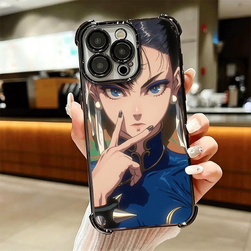 ChunLi S-Street F-FighterS Plating Phone Case For Iphone 16 17 Pro Max Air 16E 14 15 Plus 12 13 Mini Anti-Fall Airabag Cover