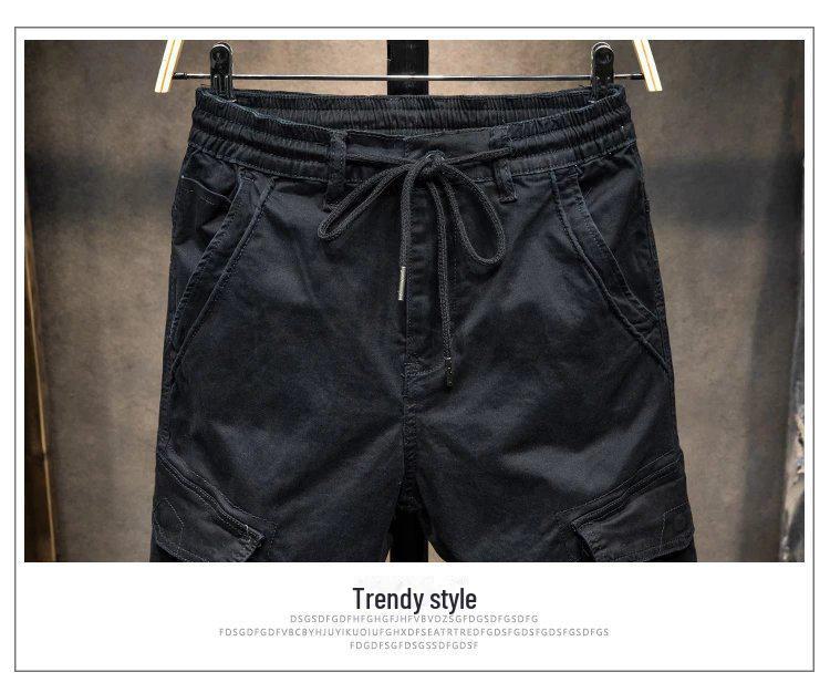 Мужской модный черный комбинезон с множеством карманов - коллекция осень/зима