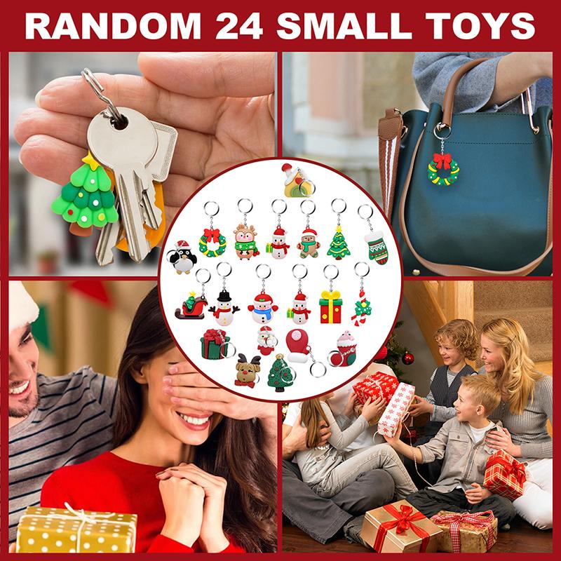 Рождественский адвент-календарь, подарочная коробка, 24 шт., рождественский кулон-брелок для детей