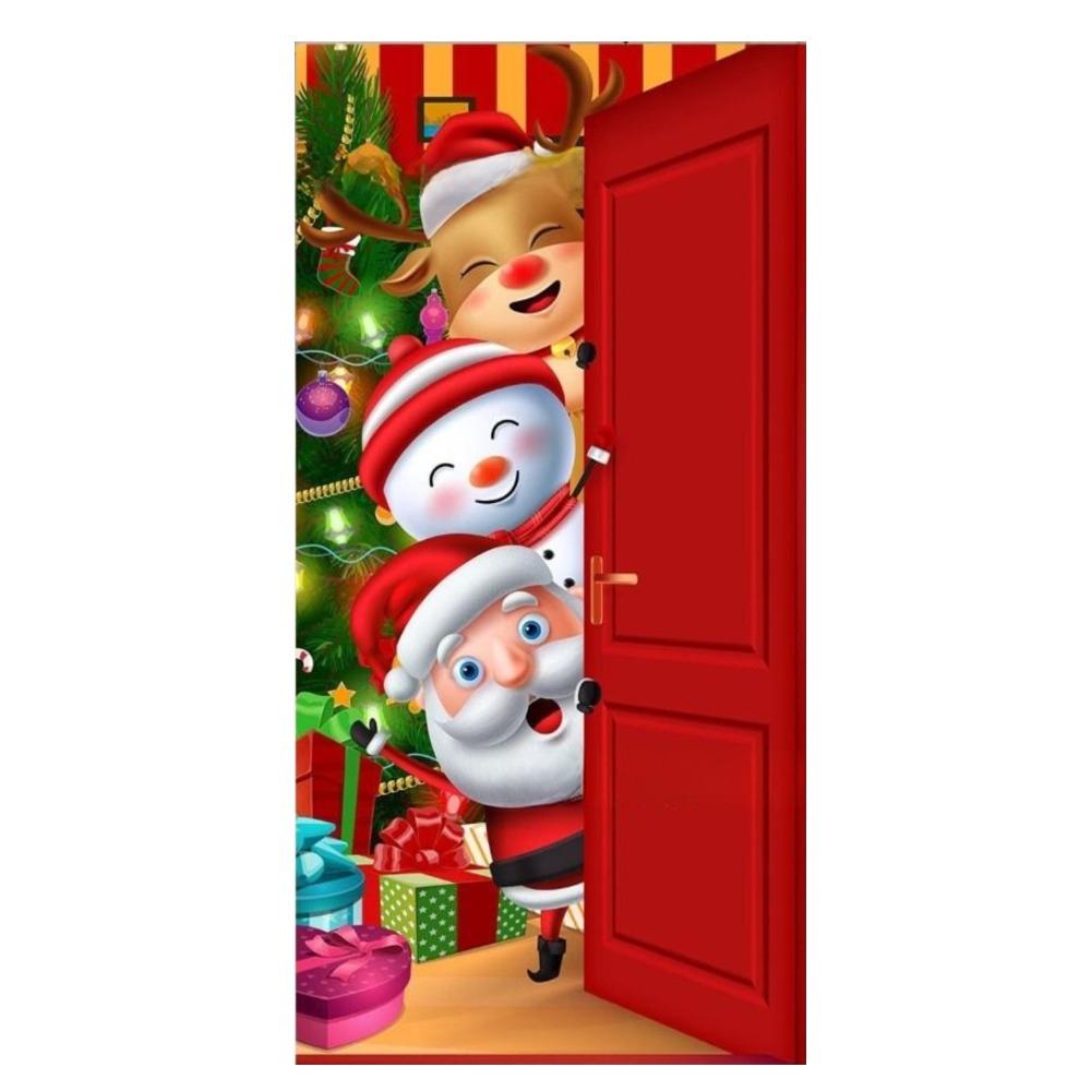 Door Hanging Christmas Door Banner Background Holiday Props Door Curtain Atmosphere Arrangement Old Man Snowman Door Banner