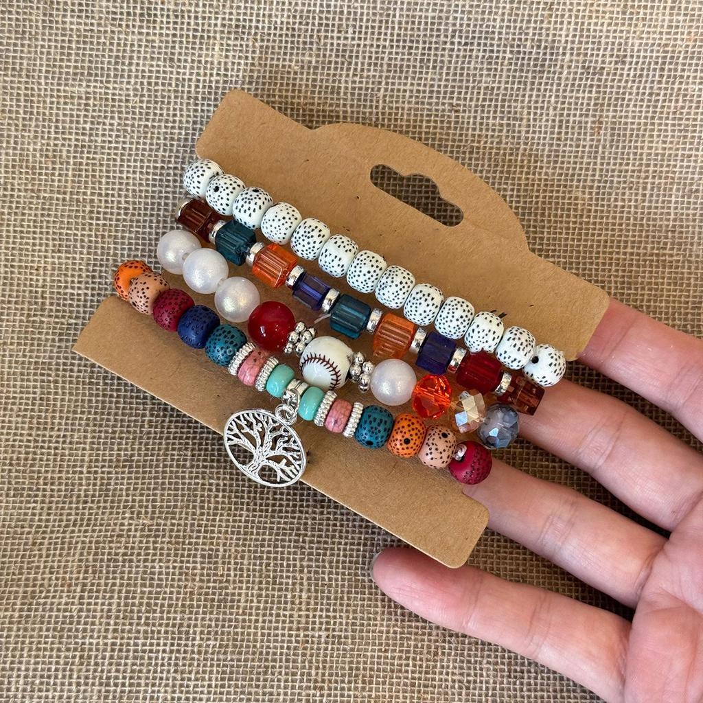 Ретро Этнический Браслет из Бисера со Стеклянным Крестом и Сердцем, Инкрустированный Бриллиантами - Европейские и Американские Женские Украшения