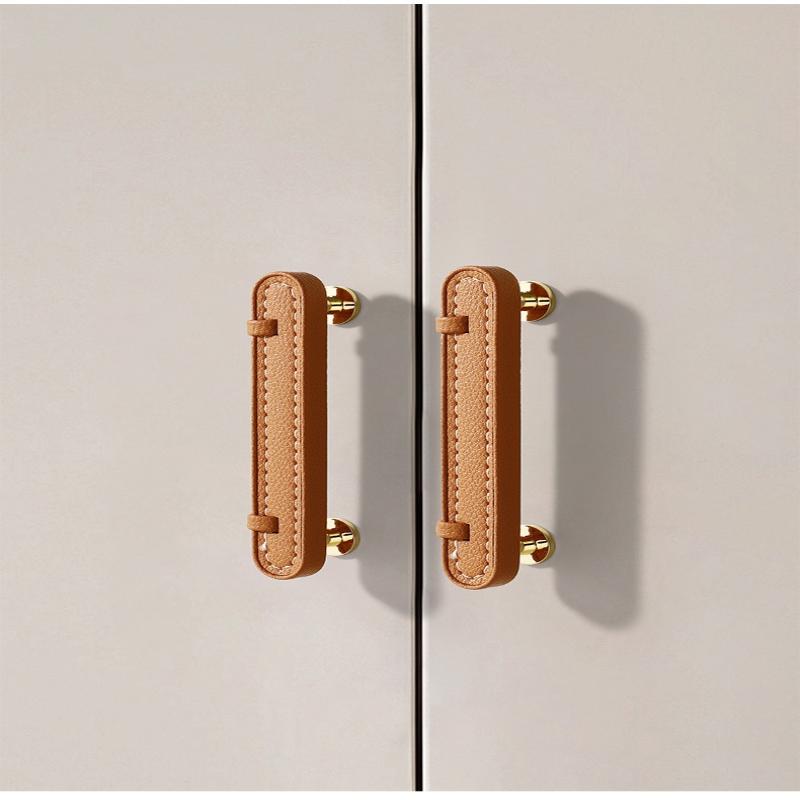 Ручки и ручки для обувного шкафа из цинкового сплава с кожаной ручкой, кухонные ручки для дверей шкафа, ручки для ящиков, мебельная фурнитура