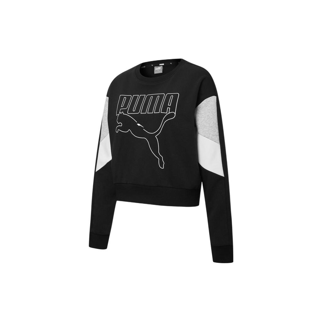 Puma Повседневная толстовка с круглым вырезом и логотипом, женская толстовка, черная 845607-01