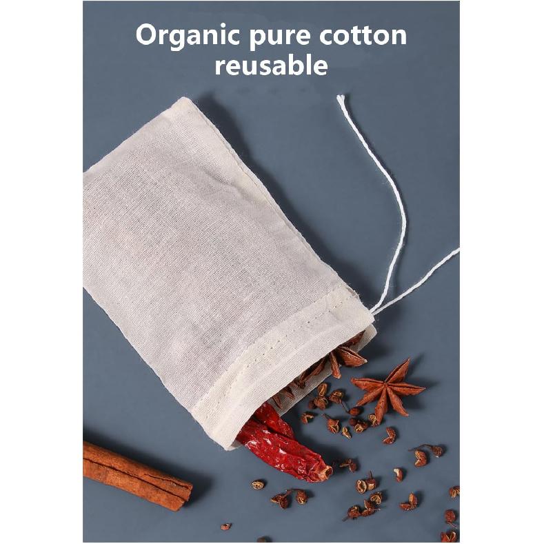 30 Pcs Natural Cotton Spice Bags for Cooking:4x6,6x8Reble Tea Filters with Drawstring, Ideal for Straining Soups, Herb Sachets & Cold Brew