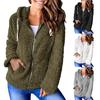 Womens Long Sleeve Jacket Zip Up Hooded Chunky Pockets Coat Tops