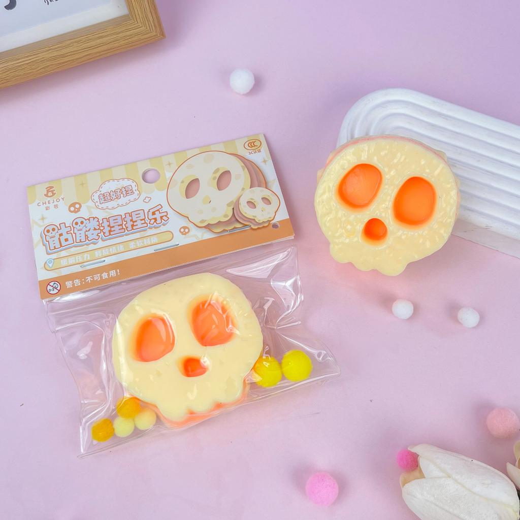Taba Squishy Kawaii Hexoween Gift Funny Cartoon Skull Three Layers Thick Biscuit Fidgeting Kids Toys Adult Funny Holiday Gifts